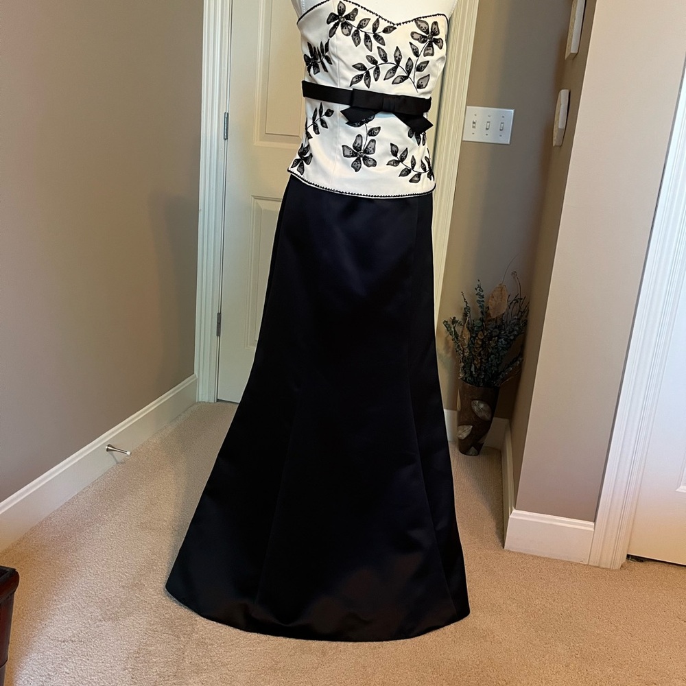 Elegant Black and White Evening Gown